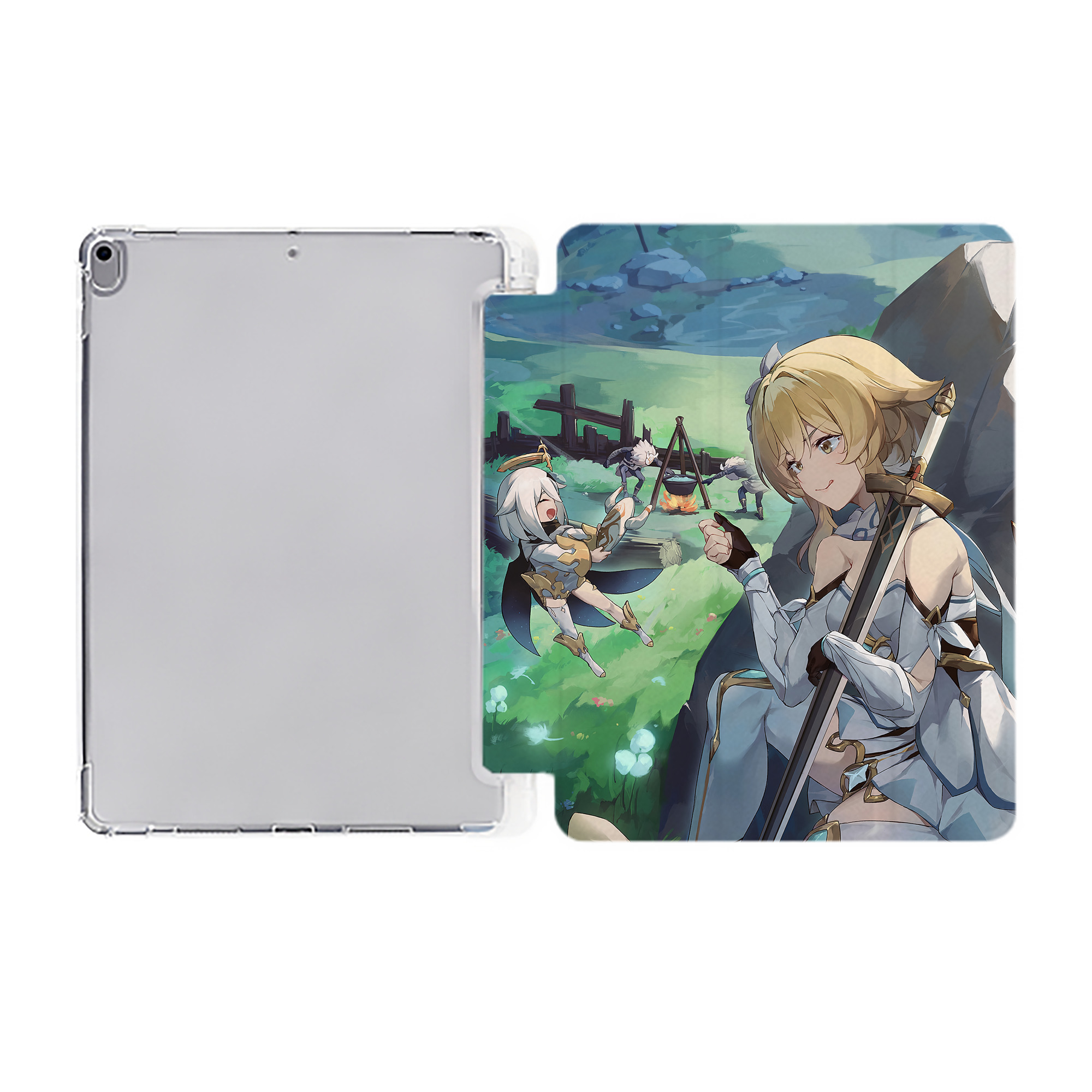 げんし神 genshin IPad ケース ペン収納付き 三つ折りスタンド PUレザー×シリコン 対応機種9.5/10.5/10.9インチ